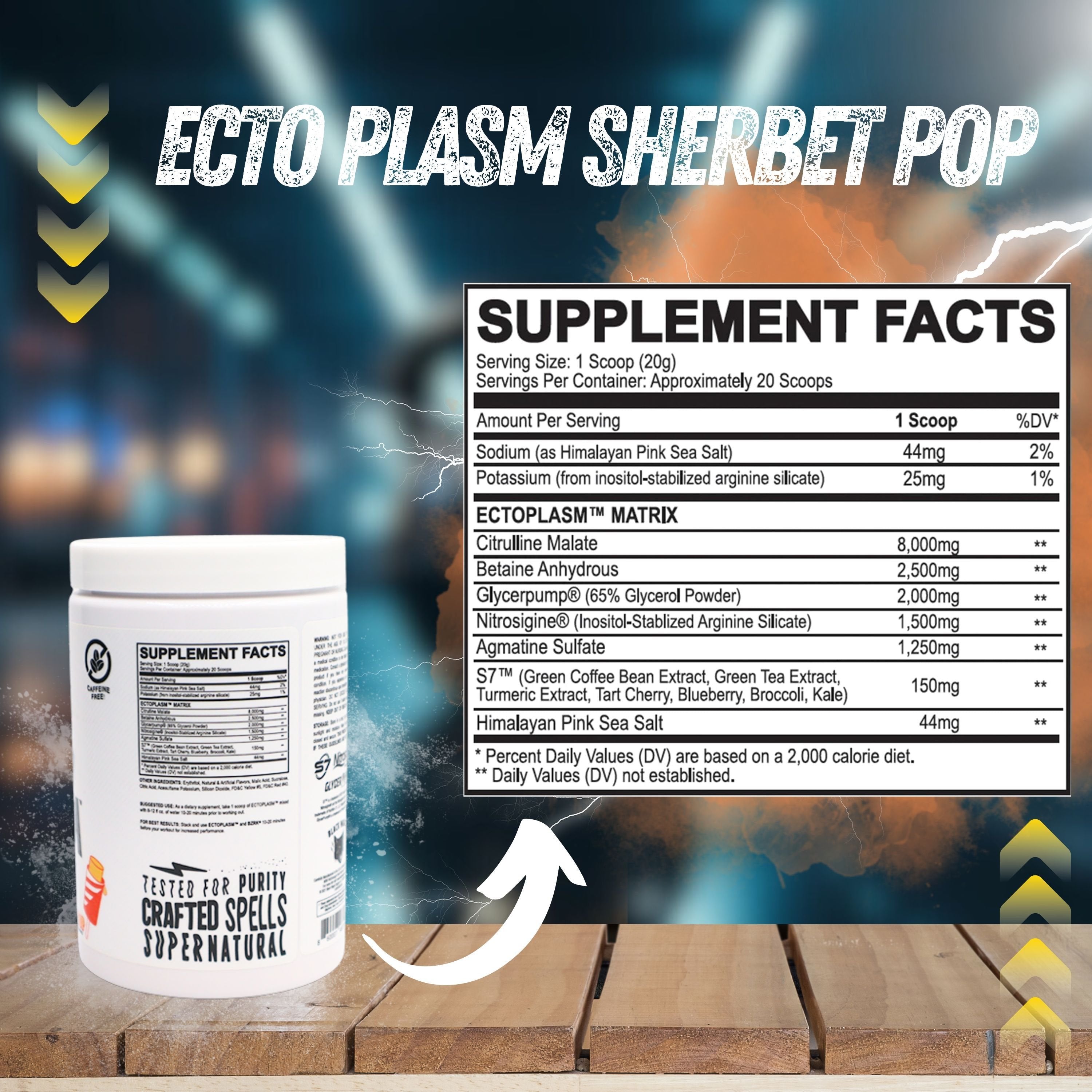 Black Magic Supply Ecto Plasm Nitric Oxide Waves - Non-Stim Pump Pre-Workout - Sherbet Pop, 400g