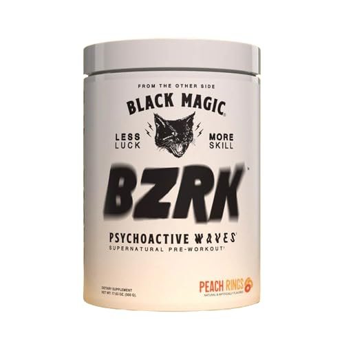 Black Magic Supply BZRK Psychoactive Waves Pre-Workout Powder - Peach Rings - 17.63oz (500g)  - Pack of 1