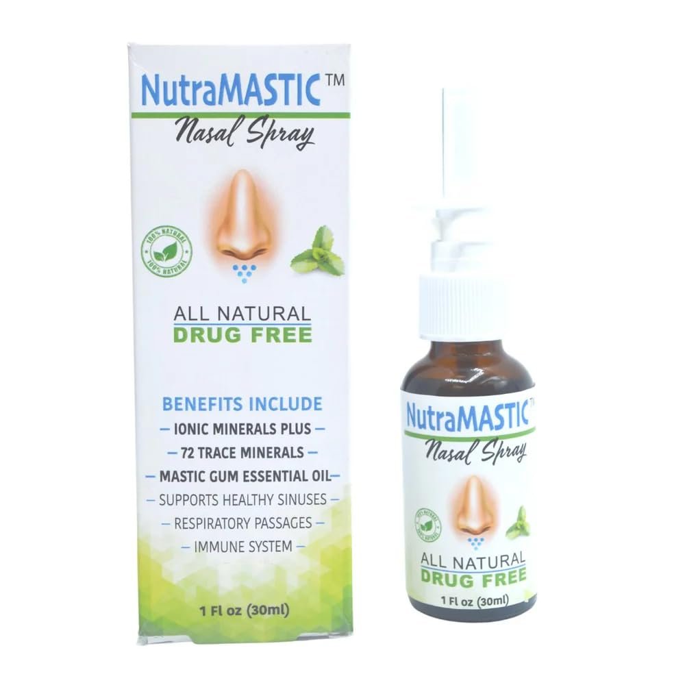 NutraMASTIC Nasal Spray with Mastic Gum Essential Oils - Convenient 2-Bottle Set for Nasal Congestion Relief and Easier Breathing, 1 Fl Oz Each with Keychain