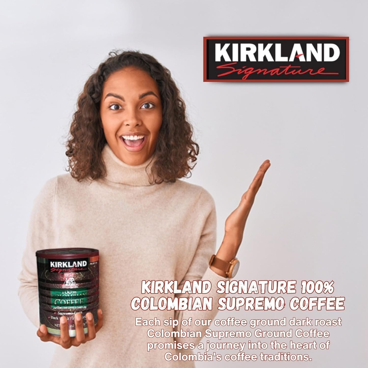 Worldwide Nutrition Bundle, 2 Items: Kirkland Signature 100% Colombian Supremo Coffee - Dark Roast, Ground Columbian Coffee, Cafe Kirkland - 3 LB Ground Coffee and Multi-Purpose Key Chain