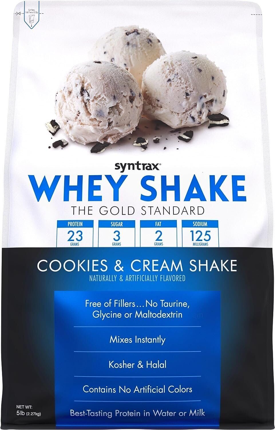 Syntrax Whey Shake - The Gold Standard - Free of Fillers, rBST-Free, Kosher & Halal - 2lb - 1 Pack