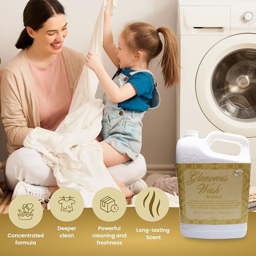 Tyler Candle Company Glamorous Wash Wishlist Scent Fine Laundry Liquid Detergent - Hand and Machine Washable - 3.78L (1Gallon) - Pack of 1 with Multi-Purpose Keychain