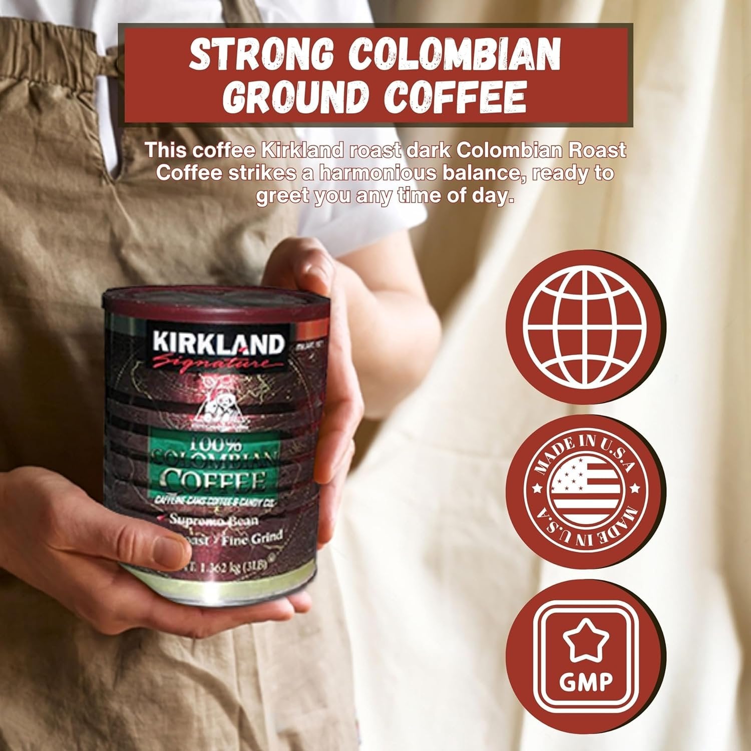 Worldwide Nutrition Bundle, 2 Items: Kirkland Signature 100% Colombian Supremo Coffee - Dark Roast, Ground Columbian Coffee, Cafe Kirkland - 3 LB Ground Coffee and Multi-Purpose Key Chain