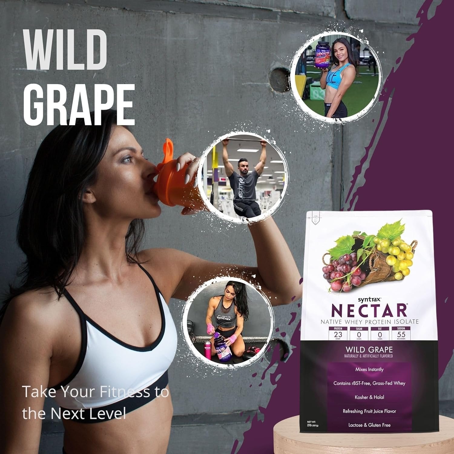 Syntrax Nectar Native Whey Protein Isolate (2lb Bag) - Muscle Support - with Multi-Purpose Keychain