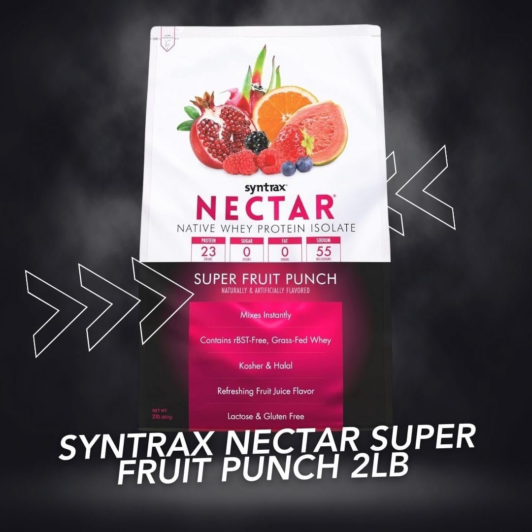 Syntrax Nectar Native Whey Protein Isolate (2lb Bag) - Muscle Support - with Multi-Purpose Keychain