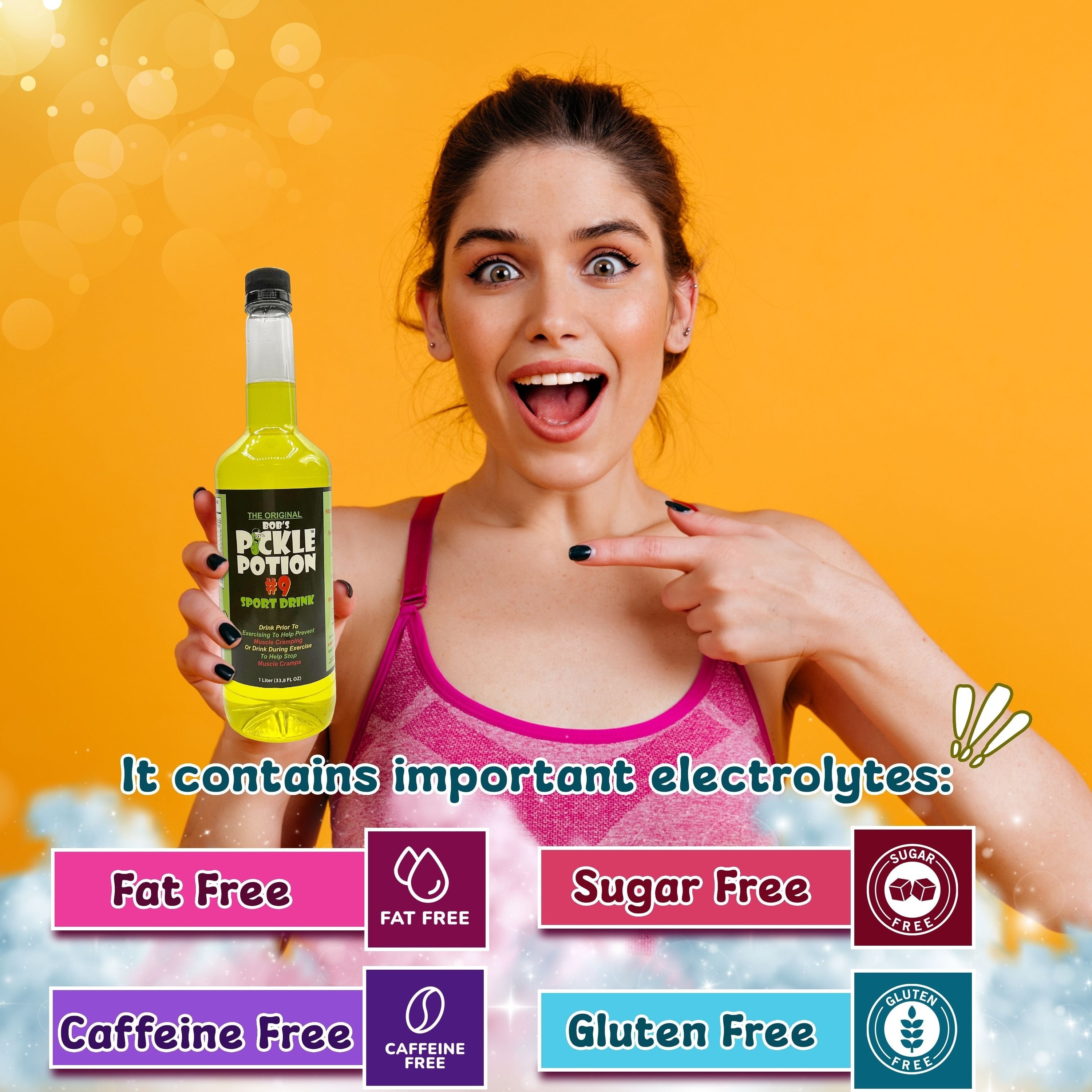 Bobs Pickle Potion #9 Sport Drink - Premium Pickle Juice for Leg Cramps, Freeze Pops, Drink Mixer, Gluten Free, Keto Friendly, Natural Electrolyte (1 Pack) 1L with Bonus Key Chain