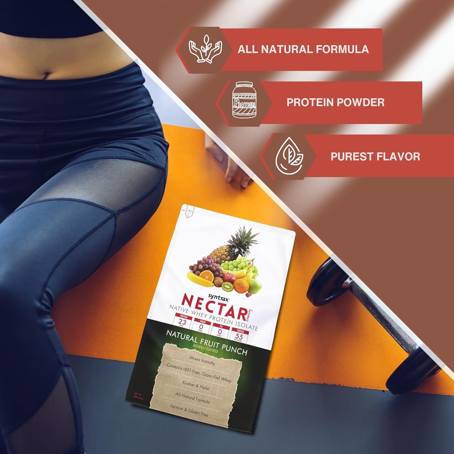 Syntrax Nectar Native Whey Protein Isolate (2lb Bag) - Muscle Support - with Multi-Purpose Keychain