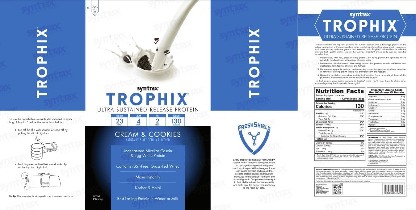 Syntrax Trophix Ultra Sustained-Release Protein Powder - Kosher & Halal - Muscle Support - 5lb