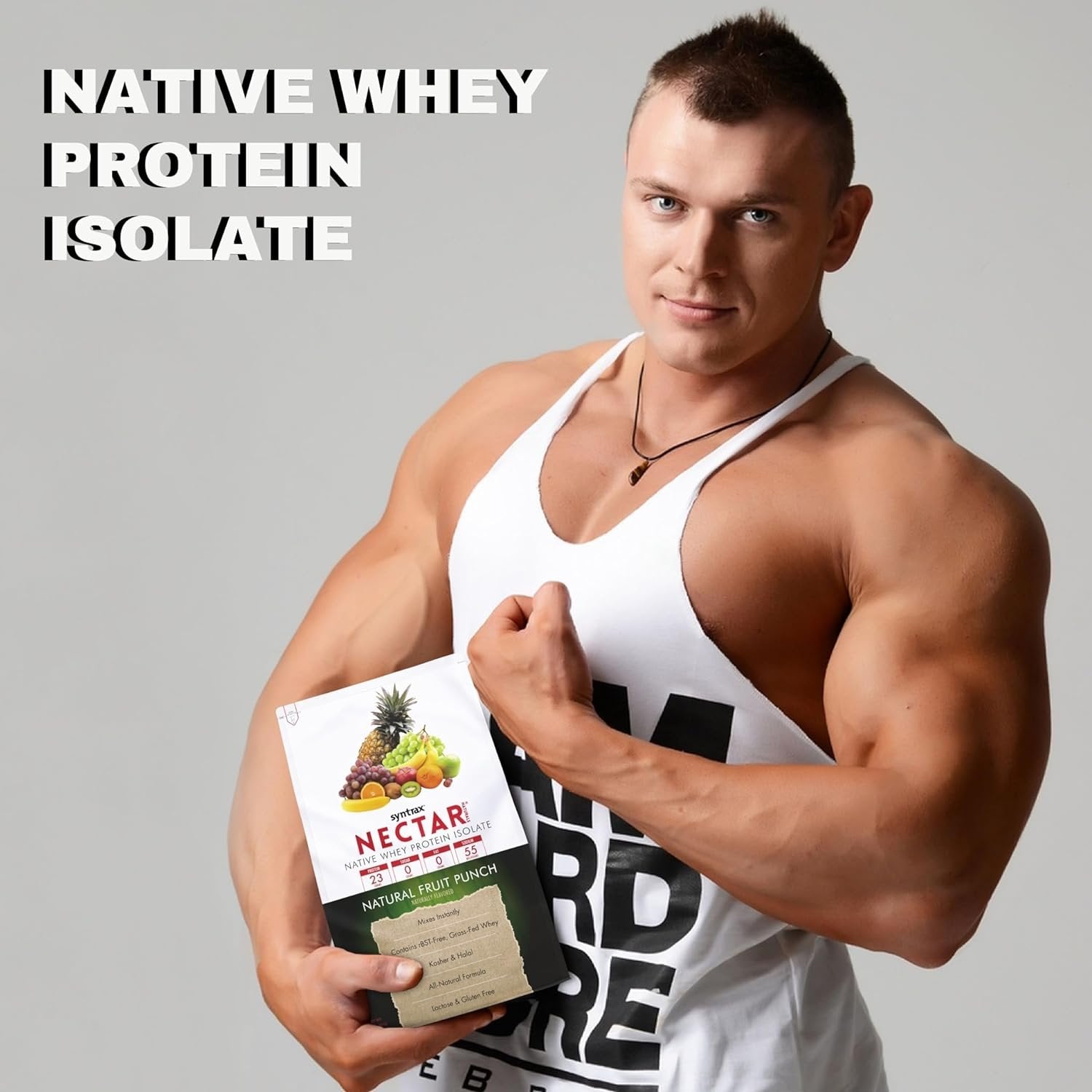 Syntrax Nectar Native Whey Protein Isolate (2lb Bag) - Muscle Support - with Multi-Purpose Keychain