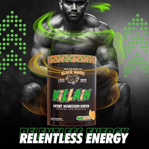 Black Magic Supply Mad Melon Villain Potent Aggression Ignitor - High-Stim Nootropic Pre Workout - Beta-Alanine, L-Tyrosine, & Caffeine - 25 Servings - 1 Pack of 11.71 oz with Multi-Purpose Keychain