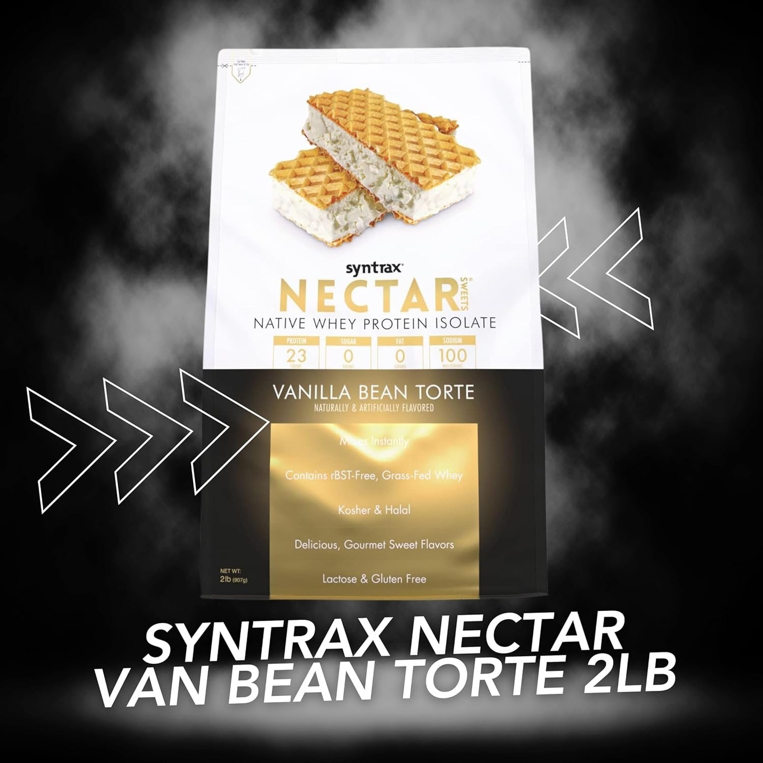 Syntrax Nectar Native Whey Protein Isolate (2lb Bag) - Muscle Support - with Multi-Purpose Keychain