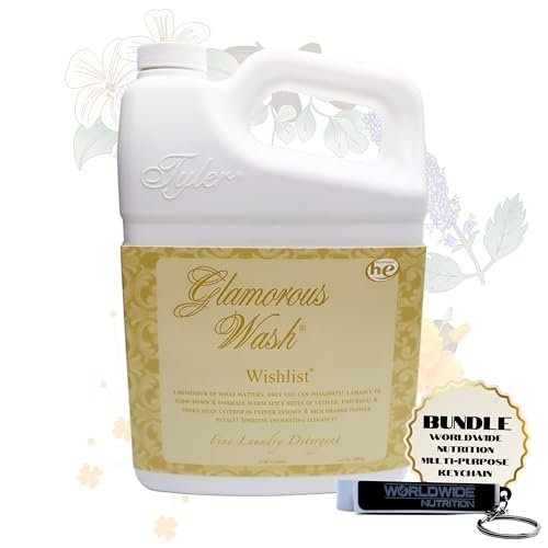 Tyler Glamorous Wash Wishlist Scent Fine Laundry Liquid Detergent - Hand and Machine Washable - 1.89L (64 Fl Oz) -Pack of 1 with Multi-Purpose Key Chain