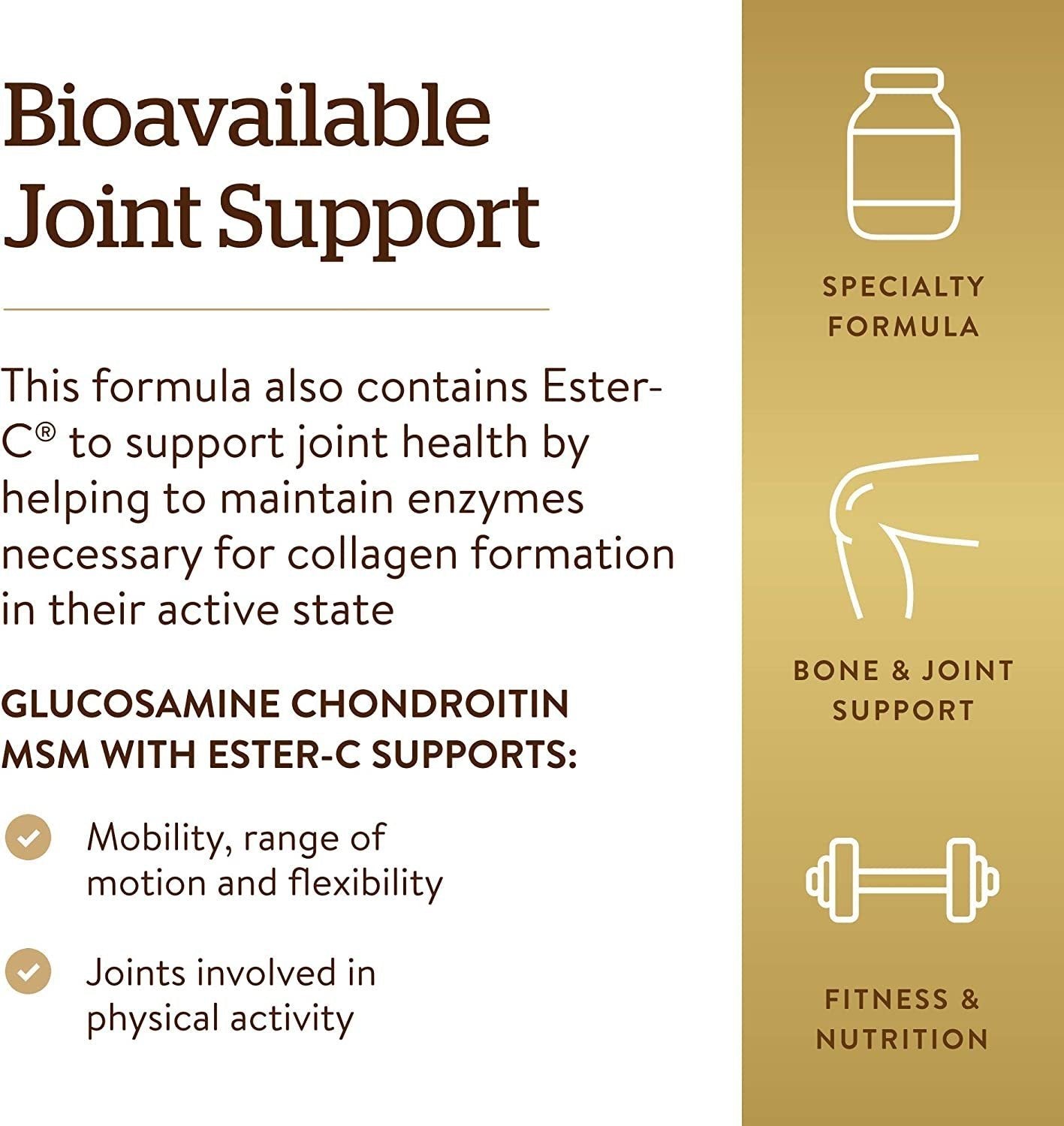 Solgar Extra Strength Glucosamine Chondroitin MSM with Ester-C - Promotes Healthy Joints - Support Comfortable Movement - 180 Tablets