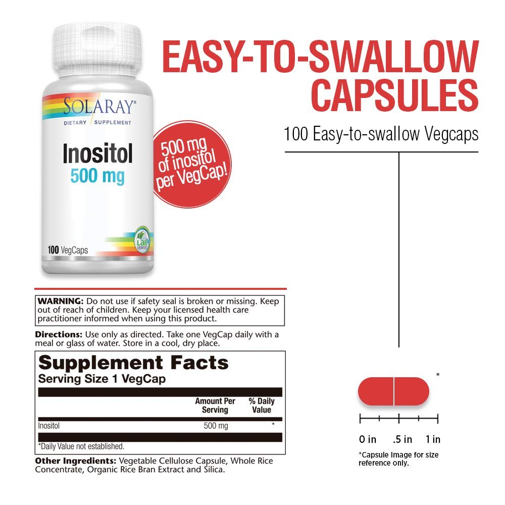 Solaray Inositol Capsules, 500 mg, 100 Count