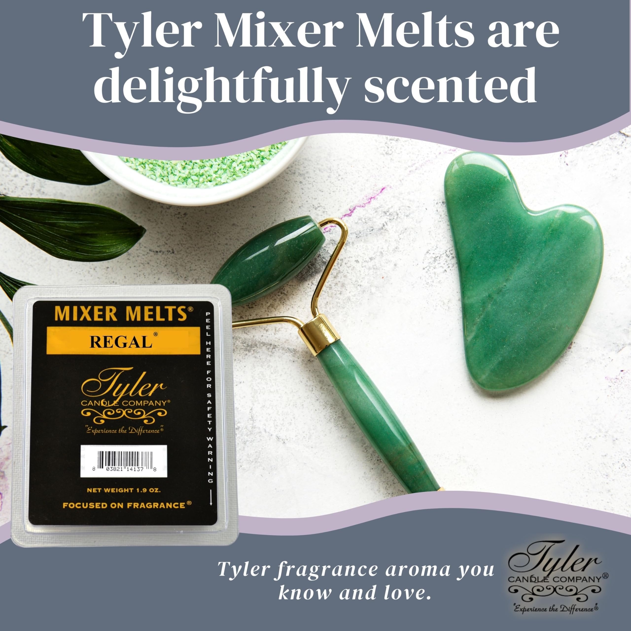 Tyler Candle Company Regal Scent Soy Wax Melts - Essential Oil-Infused Mixer Melts for Wax Warmers - 4-Pack Box (6 Bars per Melt) with Keychain