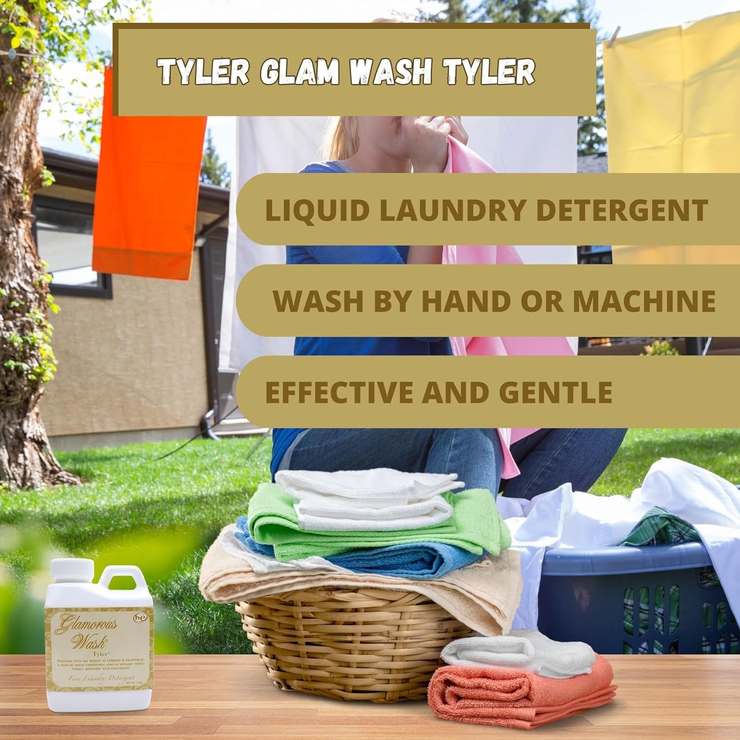 Tyler Candle Company Glamorous Wash Tyler Fine Laundry Liquid Detergent - Hand and Machine Washable - 112g (4oz) - Pack of 1 with Multi-Purpose Keychain