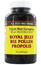 YS Organics Triple Bee Complex, Royal Jelly, Bee Pollen, Propolis -90 Caps -2 Pack