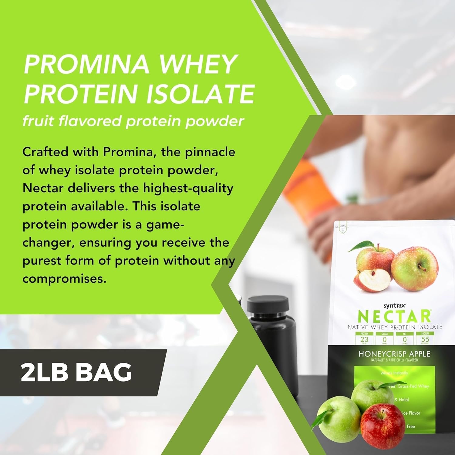 Syntrax Nectar Native Whey Protein Isolate (2lb Bag) - Muscle Support - with Multi-Purpose Keychain