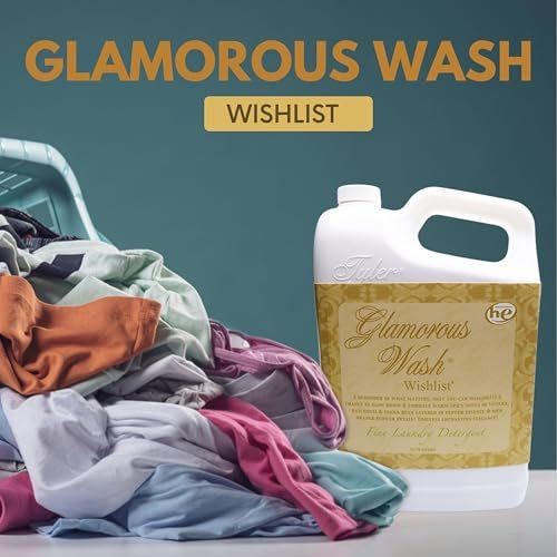 Tyler Candle Company Glamorous Wash Wishlist Scent Fine Laundry Liquid Detergent - Hand and Machine Washable - 3.78L (1Gallon) - Pack of 1 with Multi-Purpose Keychain