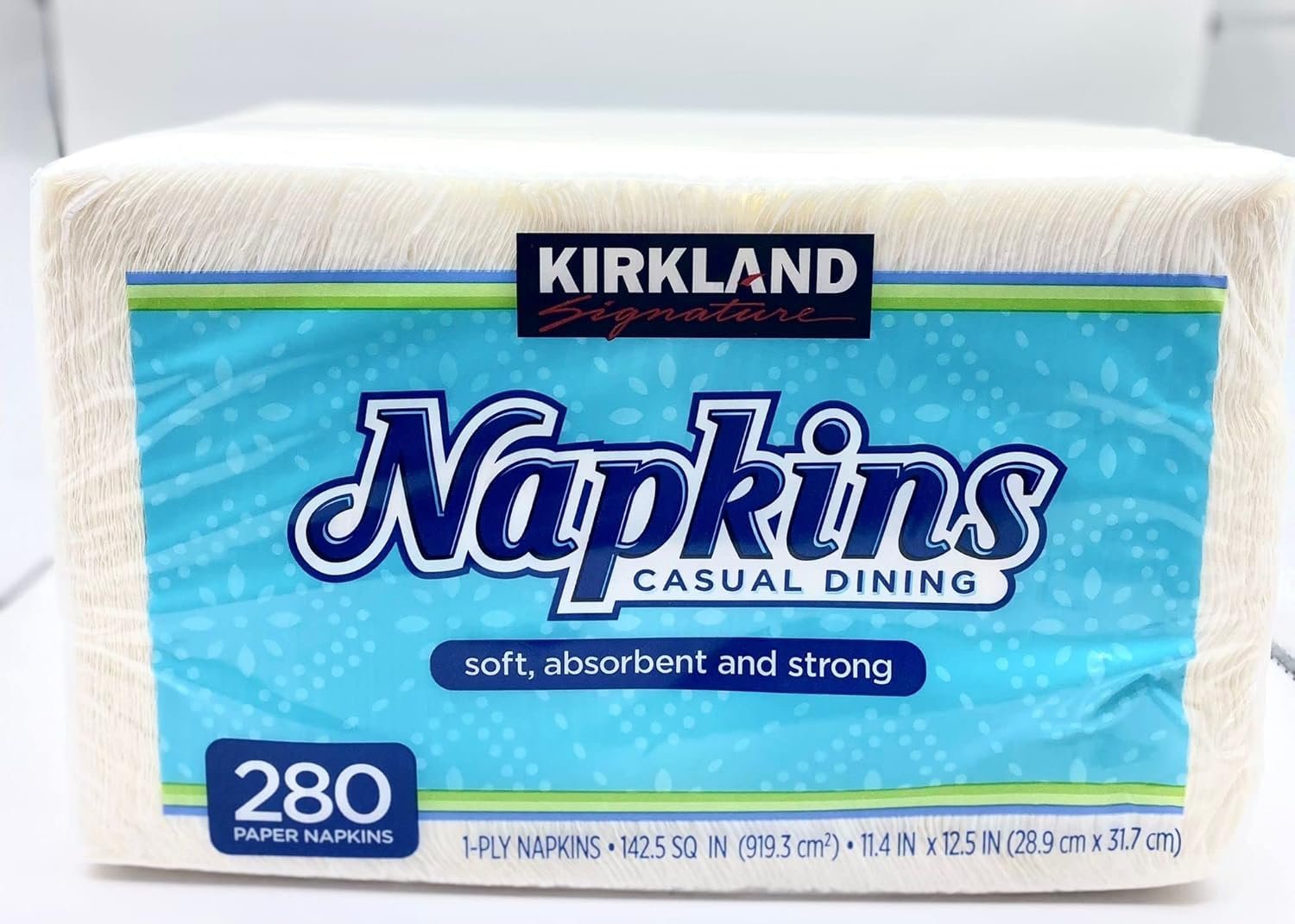 Kirkland Signature 1-Ply Paper Napkins Casual Dining - Soft, Absorbent, Strong - 280ct (1 Pack )