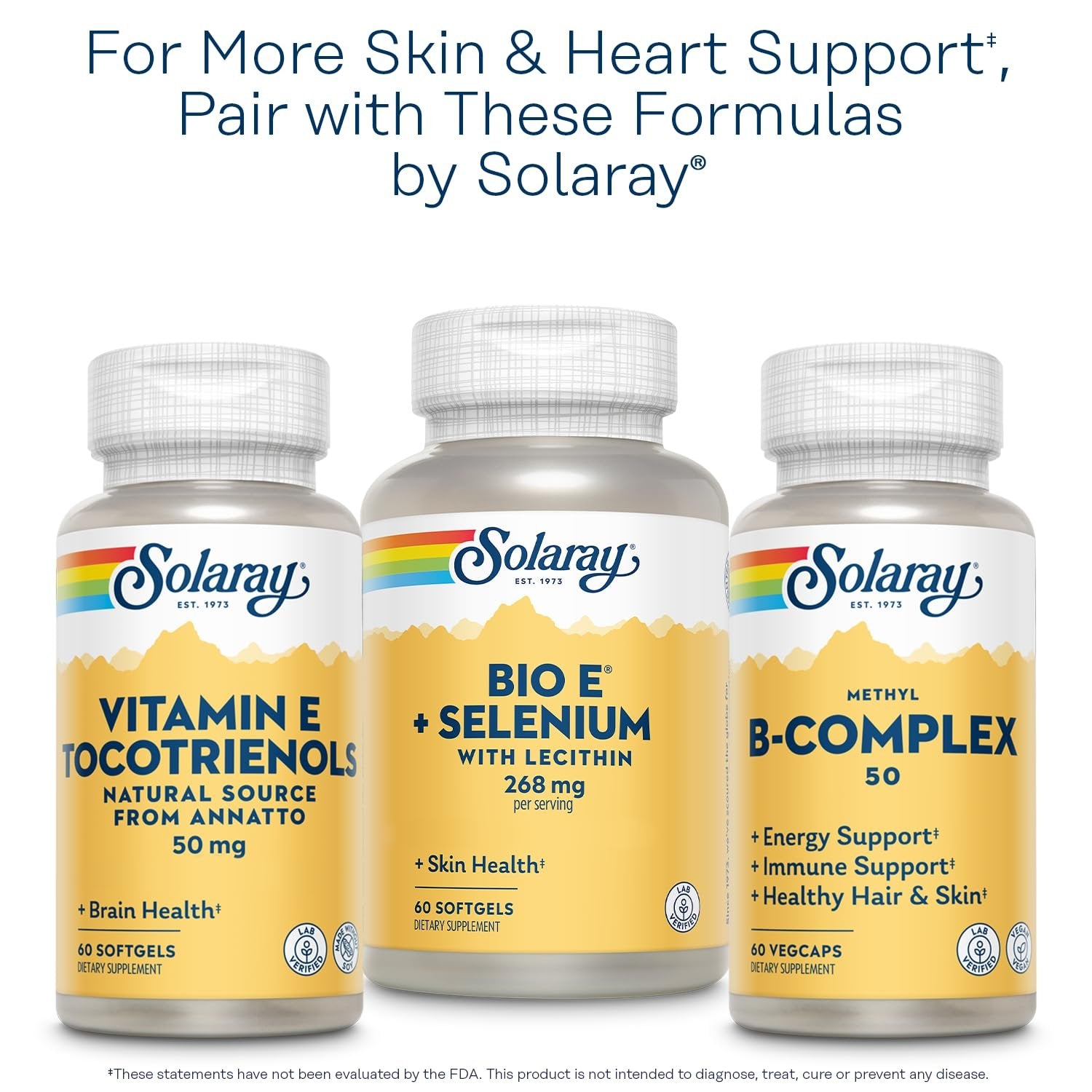 SOLARAY Bio Vitamin E with Selenium 400IU Healthy Heart Function, Antioxidant Activity & Skin Support High Absorption 120 Softgels