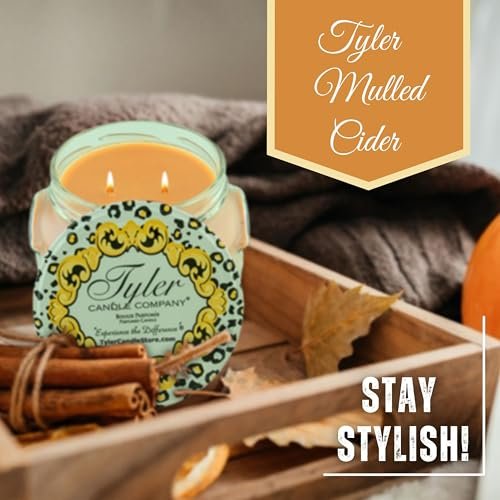 Tyler Candle Company Mulled Cider Candles - Luxuriously Fall Scented Candle with Essential Oils - 11 oz Extra Large Candle & Multi-Purpose Key Chain