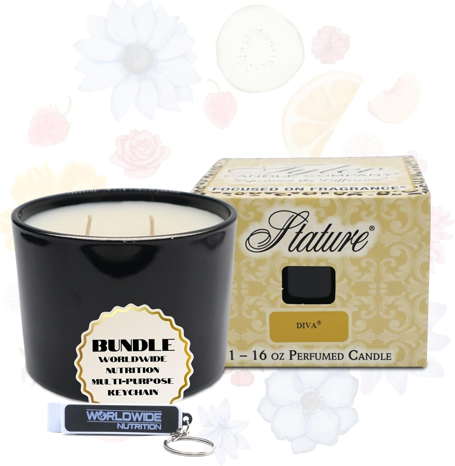 Tyler Candle Company Stature Diva Scented Candle - Glossy Black Jar - 16 oz - Burn Time up to  75hrs