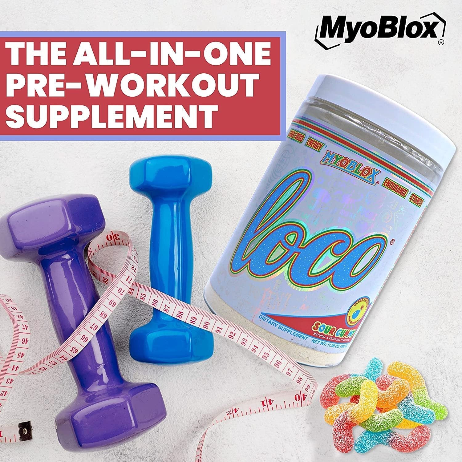 MyoBlox Loco Kiwi Raz Pre Workout - Preworkout for Men & Women