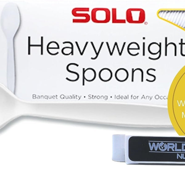 Worldwide Nutrition Bundle 2 Items - SOLO Heavy Duty Plastic Spoons an