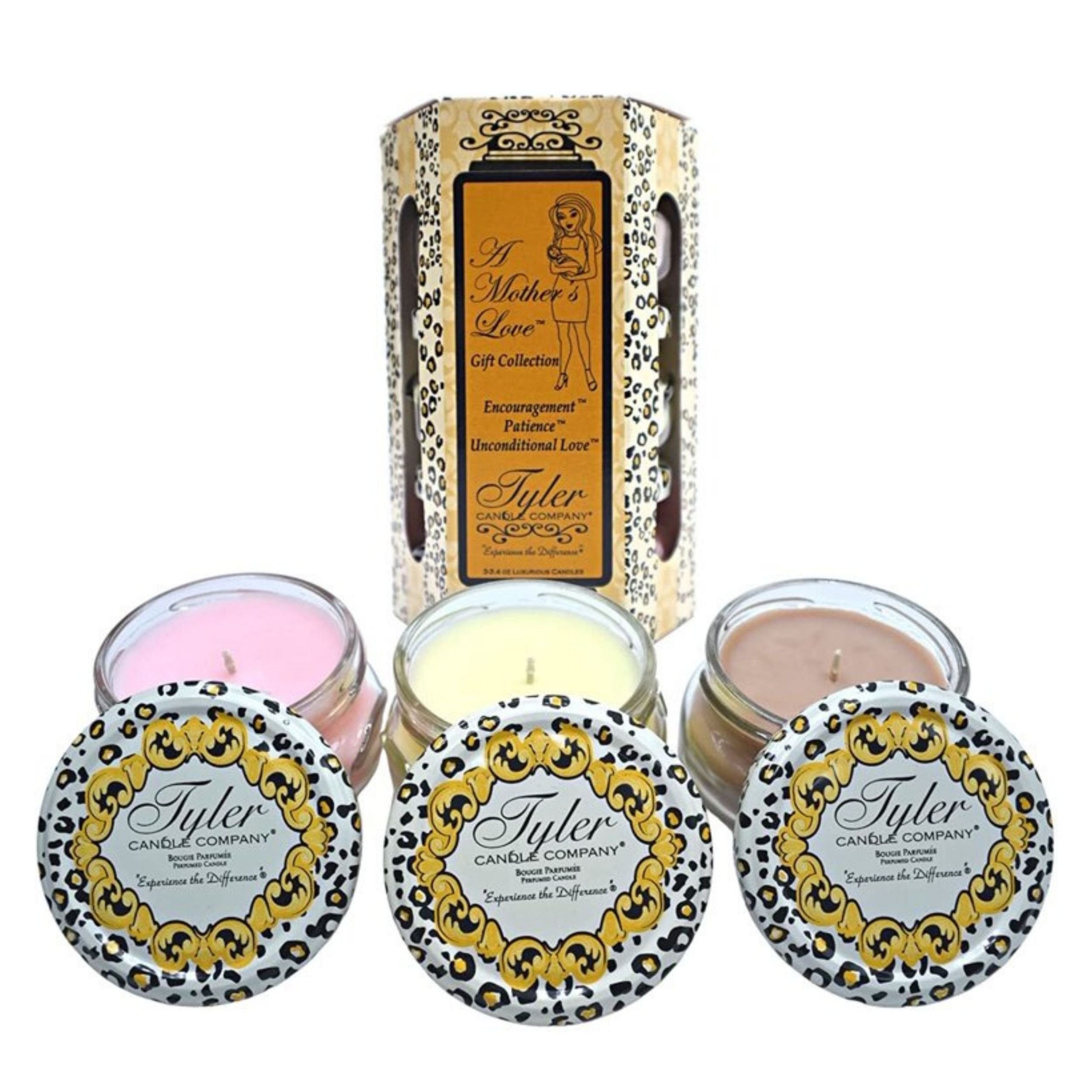 Tyler Candle Company, A Mother's Love Collection, Scented Candles Gifts for Women, 3 Luxurious Candles with Essential Oils, 3.4 oz Each with Bonus Multi-Purpose Worldwide Nutrition Key Chain