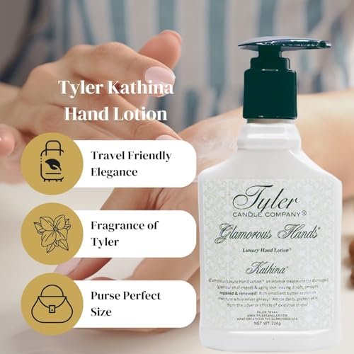 Tyler Kathina Hand Lotion - Scented & Small Hand Cream For Dry Hands w/Moisture-Boosting Skin- 8 Oz Travel Size Luxury Hand Moisturizer & Multi-Purpose Key Chain