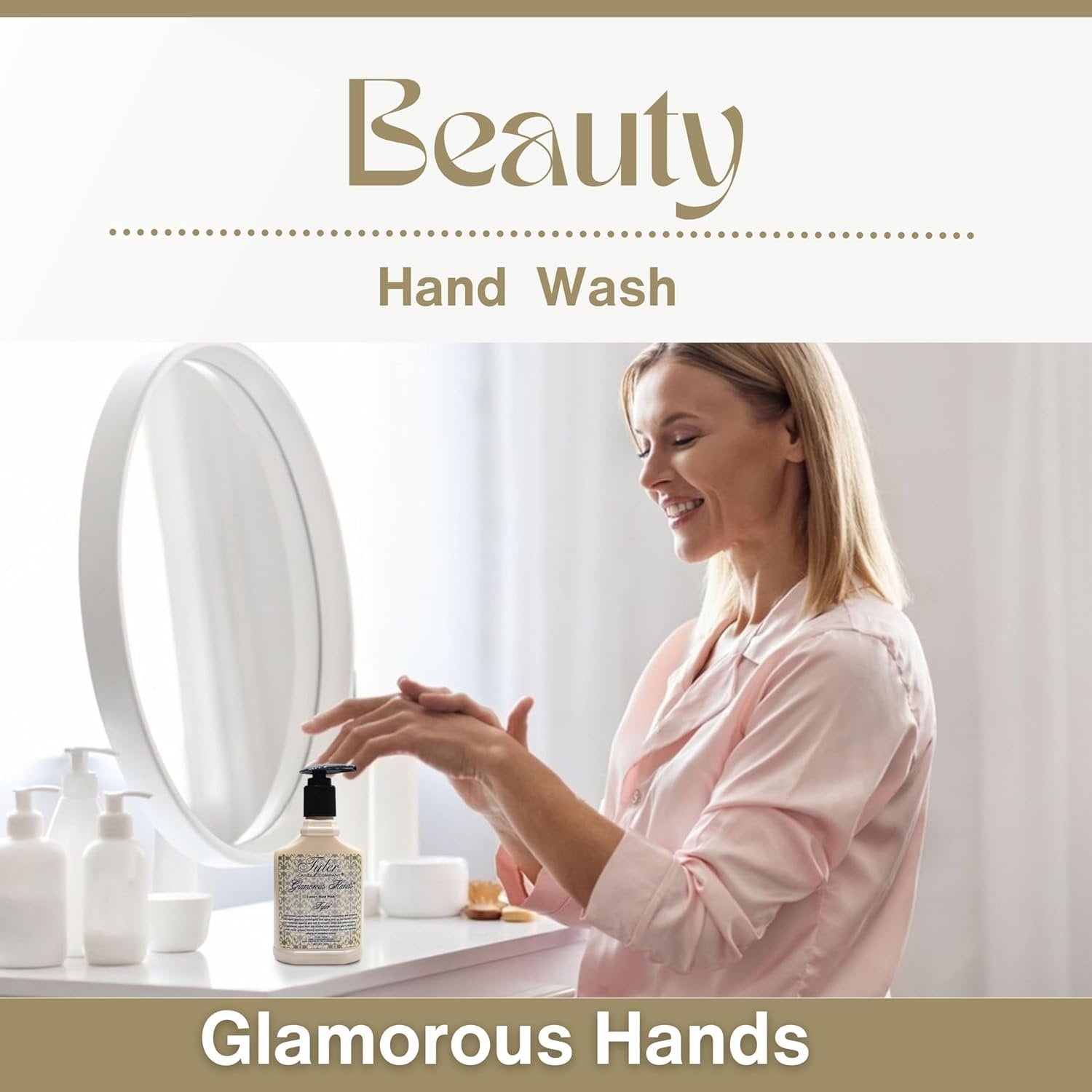 Tyler Candle Company Glamorous Hands - Tyler Luxury Hand Wash - Cleanse, Moisturize, Protect Damage and Aging Skin - 1 Pack of 8 oz (224g) - with Multi-Purpose Keychain