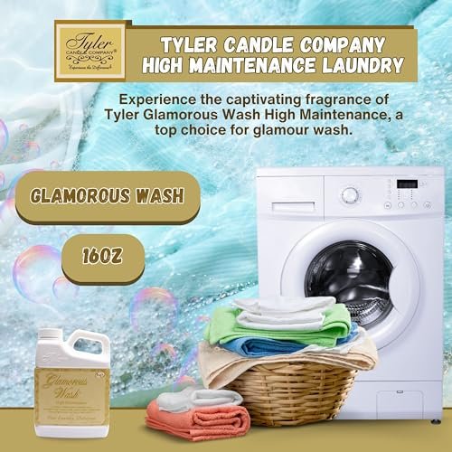 Tyler Candle Company High Maintenance Laundry 3 Pack - 2 Bottles of 16oz Glamorous Wash Laundry Detergent, 1 Pack of 4 Dryer Sheet Sachets & Multi-Purpose Key Chain