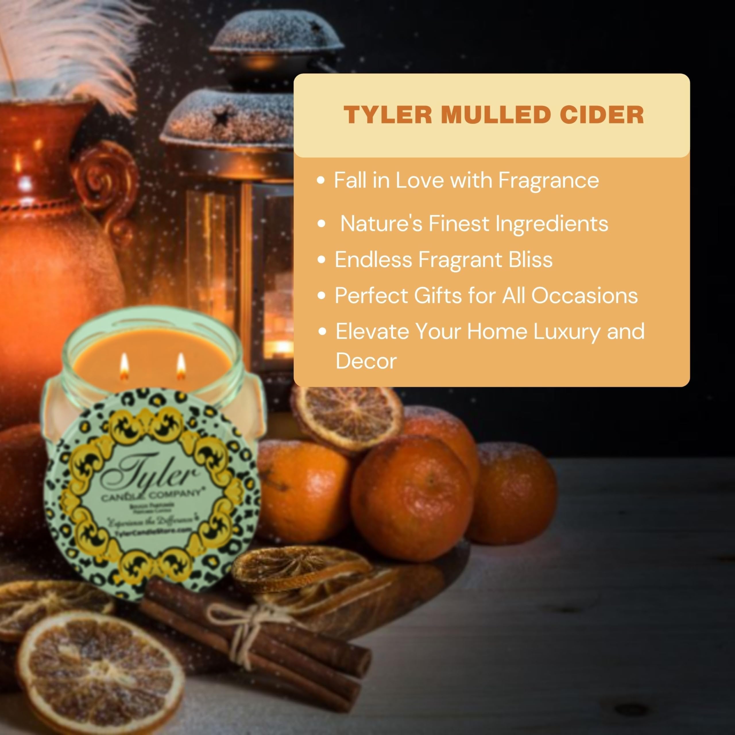 Tyler Candle Company Mulled Cider Candles - Luxuriously Fall Scented Candle with Essential Oils - 22 oz Extra Large Candle & Multi-Purpose Key Chain