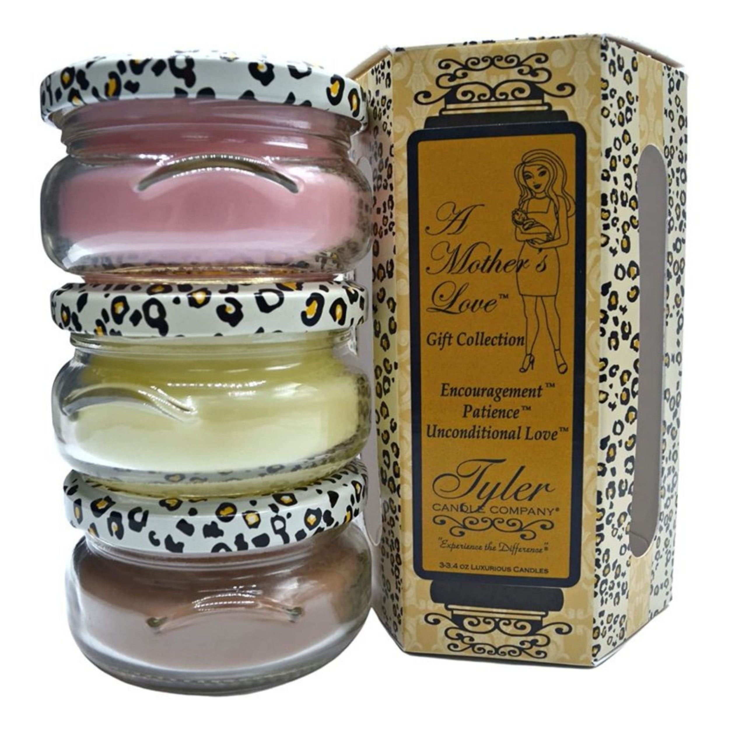 Tyler Candle Company, A Mother's Love Collection, Scented Candles Gifts for Women, 3 Luxurious Candles with Essential Oils, 3.4 oz Each with Bonus Multi-Purpose Worldwide Nutrition Key Chain