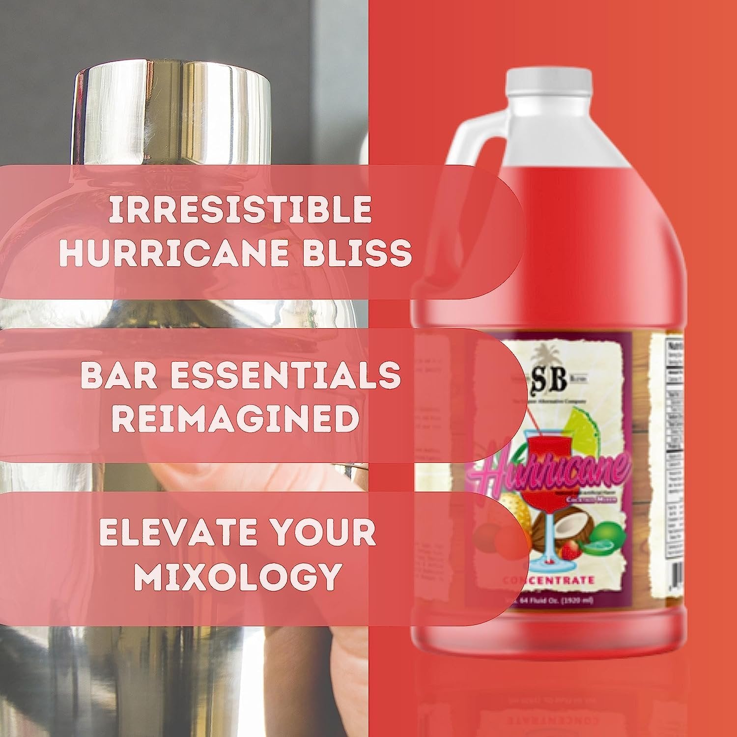 Specialty Blends Hurricane Flavored Syrup Cocktail Mixer Concentrate, Made with Hurricane Flavor Syrups For Drinks, 1/2 Gallon (Pack of 1) - with Bonus Worldwide Nutrition Multi Purpose Key Chain