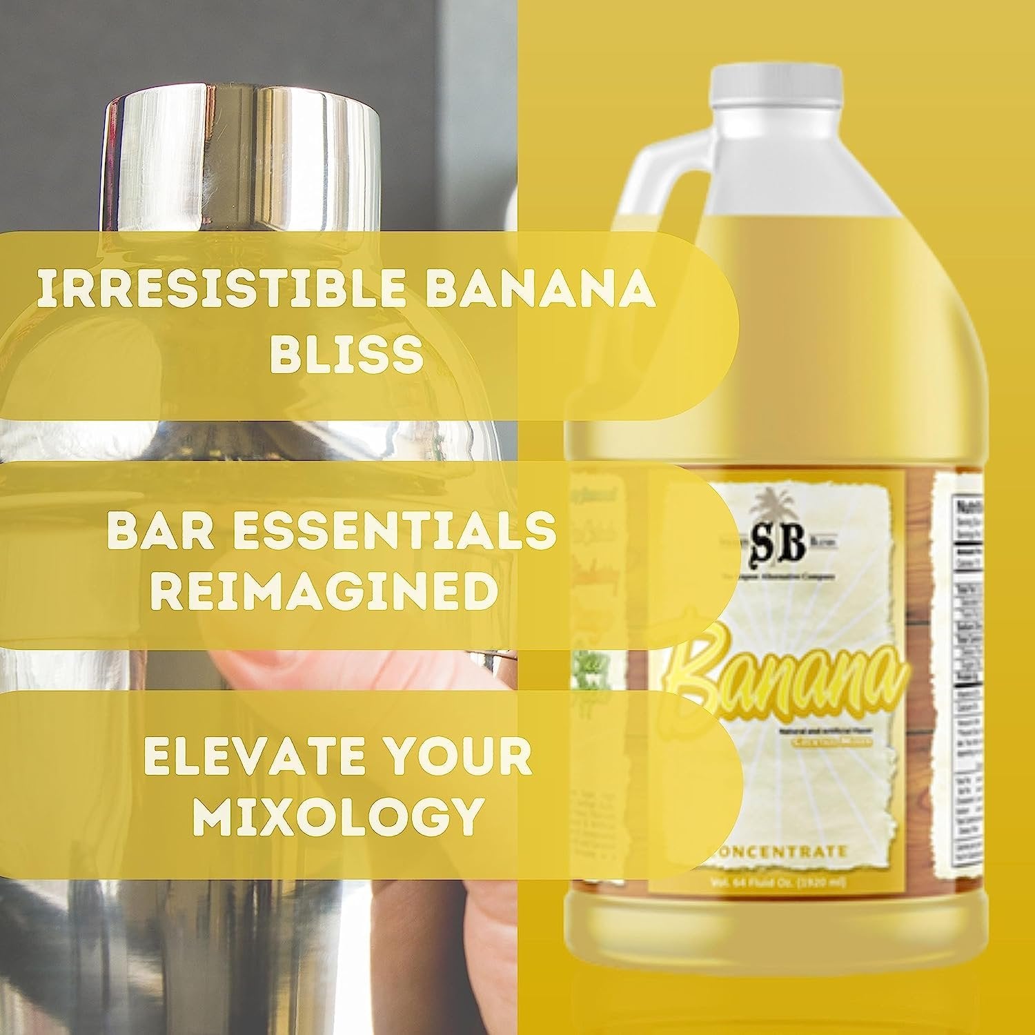 Specialty Blends Banana Flavored Syrup Cocktail Mixer Concentrate, Made with Organic Banana Flavor Syrups For Drinks, 1/2 Gallon (Pack of 1) - with Bonus Worldwide Nutrition Multi Purpose Key Chain