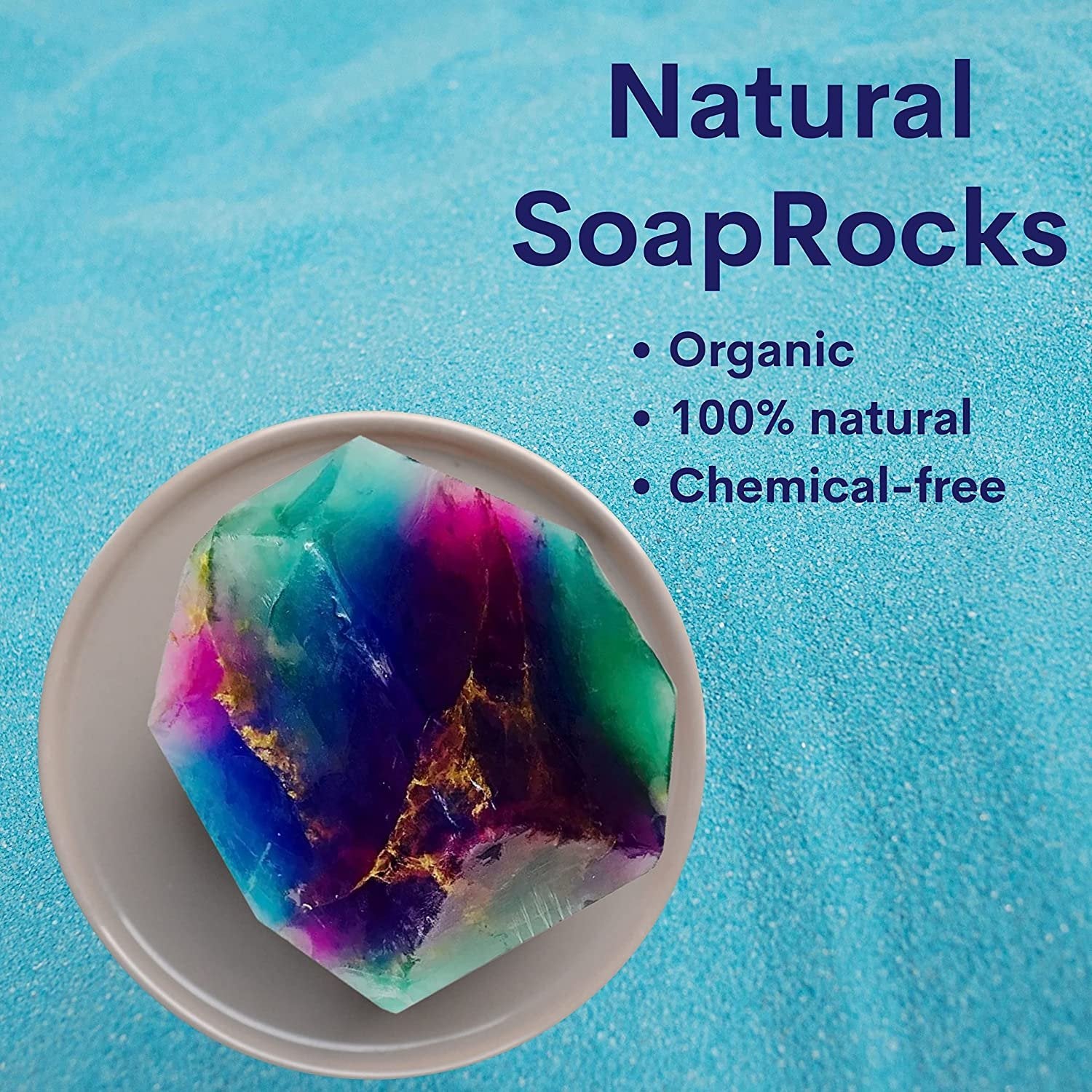 TS Pink Fluorite SoapRocks - Bar Soap for Bath, Body, Face & Hand soap - Bathroom Decor & Bubble Bath Home Essentials - Bathroom Soap Gifts for Women & Men Gift Set - 6oz Bar with Bonus Key Chain