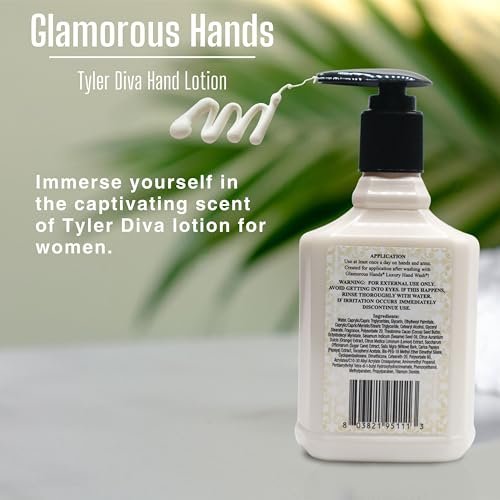 Tyler Diva Hand Lotion - Scented and Small Hand Lotion For Dry Hands with Moisture-Boosting Skin - 8 Oz Travel Size Luxury Hand Lotion with Multi-Purpose Key Chain