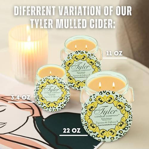 Tyler Candle Company Mulled Cider Candles - Luxuriously Fall Scented Candle with Essential Oils - 11 oz Extra Large Candle & Multi-Purpose Key Chain