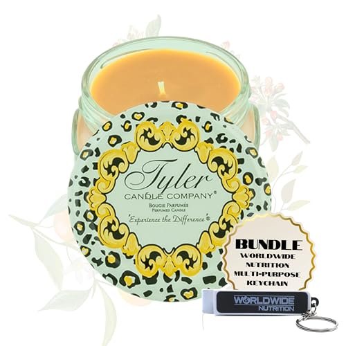 Tyler Candle Company Mulled Cider Candles - Luxuriously Scented Fall Candles with Essential Oils - 3.4 oz Extra Large Candle & Multi-Purpose Key Chain