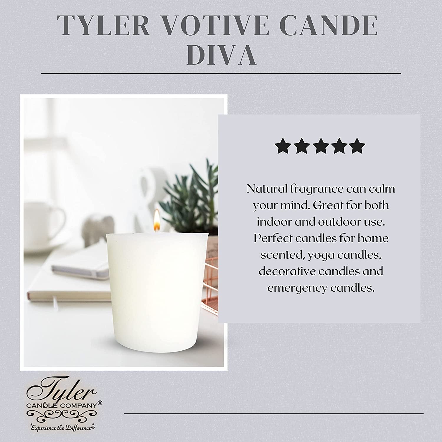 Tyler Candle Company Diva Votive Candles - Luxury Scented Candle with Essential Oils - 4 Pack of 2 oz Small Candles with 15 Hour Burn Time Each - Bonus Worldwide Nutrition Multi Purpose Key Chain