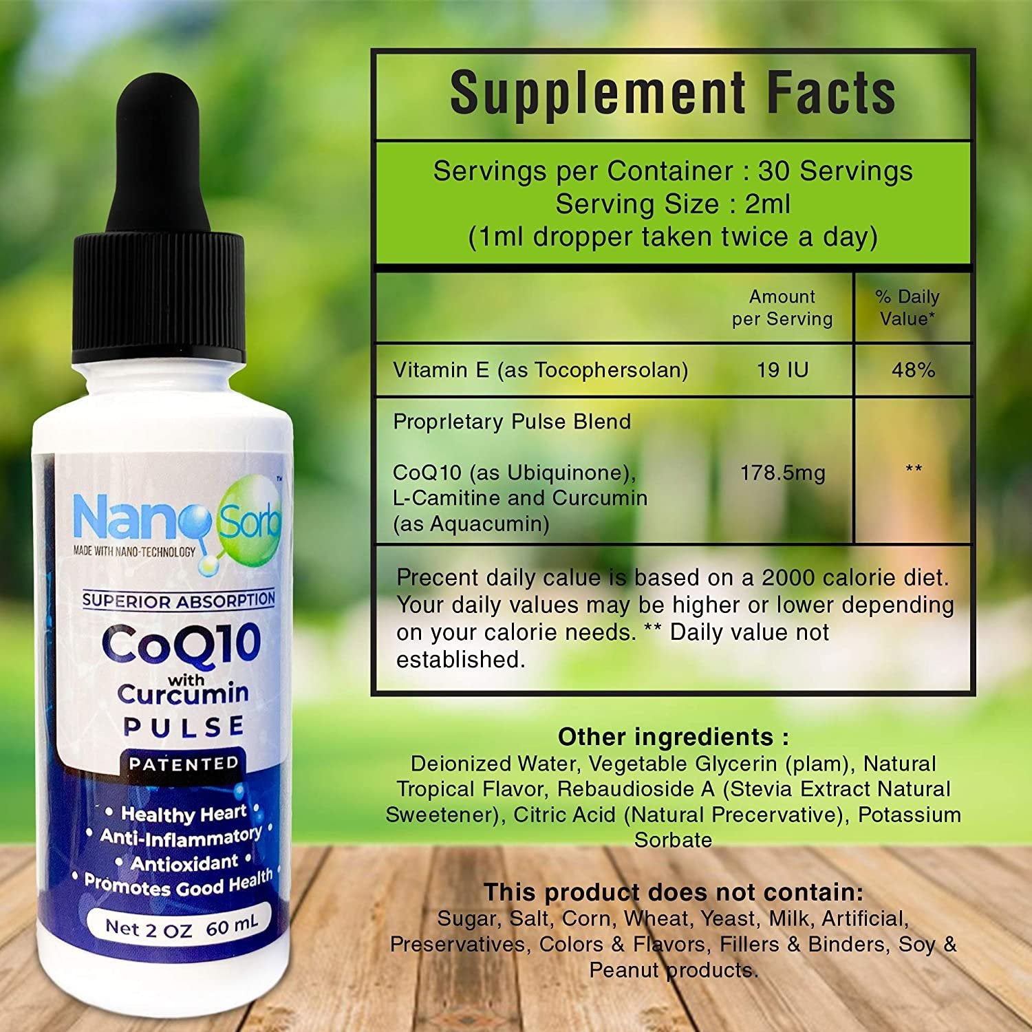 NanoCorHealth Pulse CoQ10 with Curcumin Supplement - Support Heart Hea